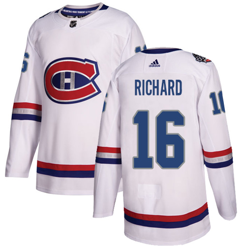 Adidas Canadiens #16 Henri Richard White Authentic 100 Classic Stitched NHL Jersey